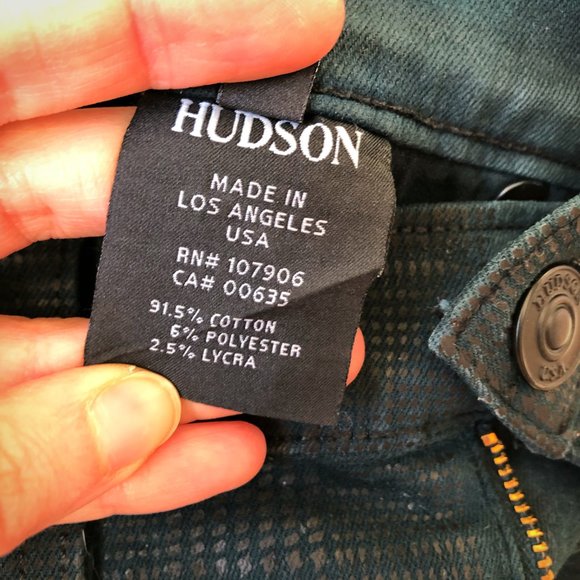 Hudson Teal Green Reptile Pattern Skinny Jeans - Picture 5 of 7